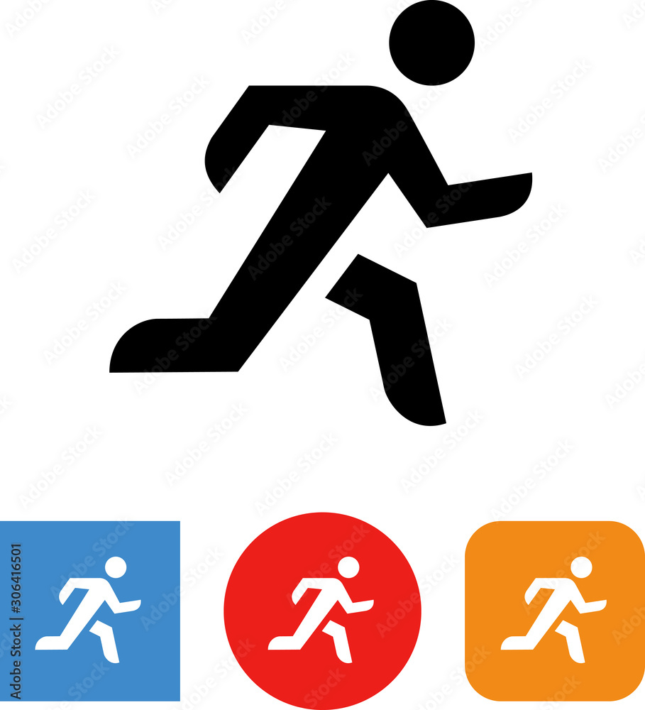 Poster person sprinting running fast vector icon