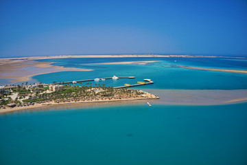 drone view of an island in the red sea, Soma Bay