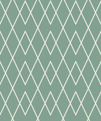 Geometric zigzag seamless pattern. Zigzagging rhombus view texture. Background of rhomboid diagonal thin lines. Gray-green, white colored. Vector. 8 EPS - 306417329