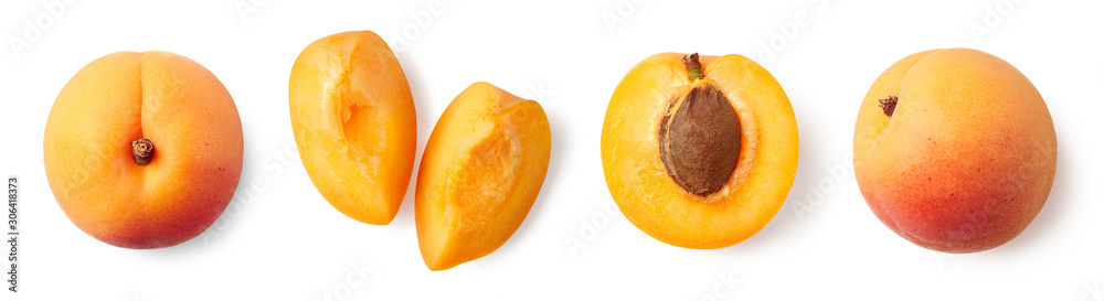 Canvas Prints fresh ripe whole, half and sliced apricot - Canvas Prints