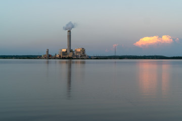 industrial power plant at sunset