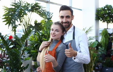 Florist Man and Woman at Domestic Flower Shop