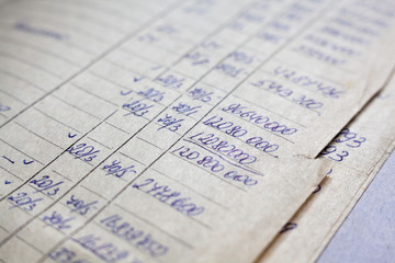 Old paper documents in the archive