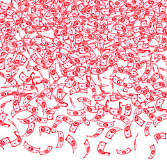 British pound notes falling. Small GBP bills on wh