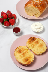 sliced brioche bread homemade with butter