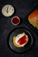 sliced brioche bread homemade with butter