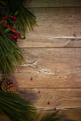 christmas decoration on wooden background