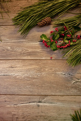 christmas decoration on wooden background