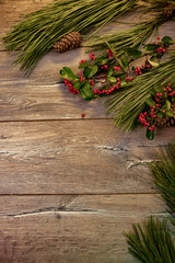 christmas decoration on wooden background
