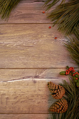 christmas tree on wooden background