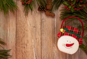 christmas decoration on wooden background