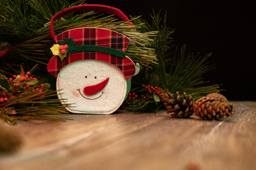 christmas decoration on wooden background