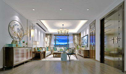 3d render. Modern living room interior.