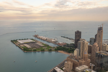 Naklejka premium Aerial View of the port of Chicago