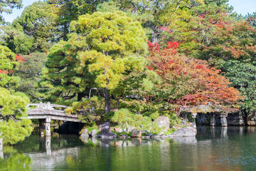 Fototapeta na wymiar autumn landscape in Kyoto park, Japan