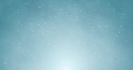 Snowflakes and bokeh lights on the blue Merry Christmas background. 3D rendering