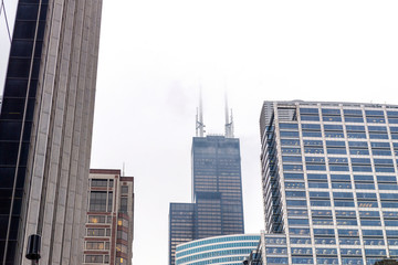 Fototapeta na wymiar Clouds over skyscrapers in Chicago