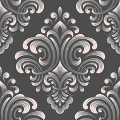 Vector damask seamless pattern element. Classical luxury old fashioned damask ornament, royal victorian seamless texture for wallpapers, textile, wrapping. Exquisite floral baroque template.