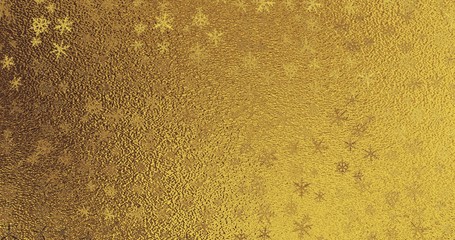 Golden foil with snowflakes texture. New year background. 3d render