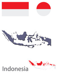 country  Indonesia silhouette and flag vector