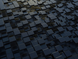 3D rendering - shaded black cubes abstract background