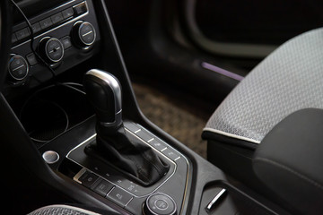 Automatic transmission of the car. Interior of the car.