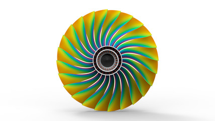 3D rendering - top view of a turbine color mapped