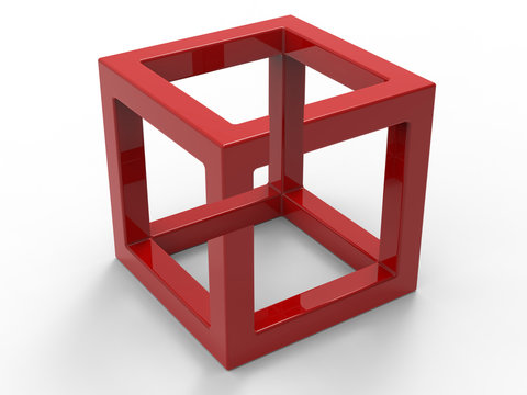 3D rendering - illusion cube with impossible overlapping edges