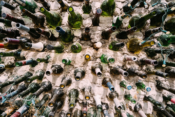 Bottle art in wall