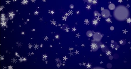 Christmas blue background with snowflakes - falling snow 3D rendering