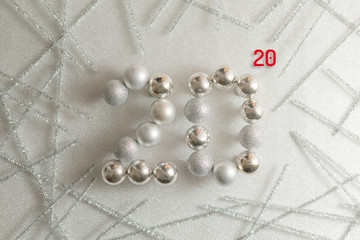 Collage of balls for the Christmas tree for the new year 2020