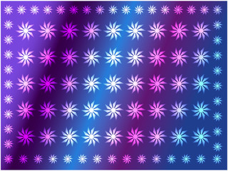 Multi-colored snowflakes, abstract elements on a multi-colored background, arranged in a row. Used as a background for the new year and similar backgrounds