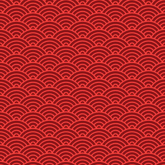 Japanese seamless wave pattern. Traditional Chinese texture. Oriental New Year background. Vector illustration. 