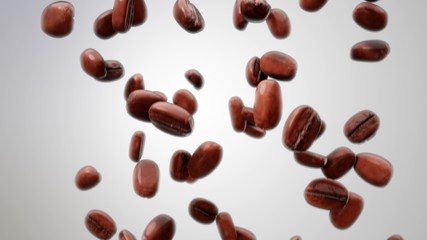 Falling Coffee Beans 3D Rendering