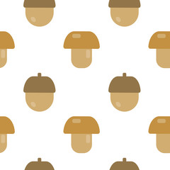 This is seamless pattern texture of mushrooms and acorns on with background. Wrapping paper.