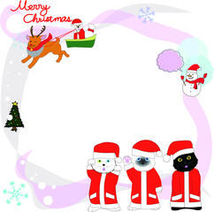 Christmas card. Merry Christmas. greeting card with cats, illustration in Vector