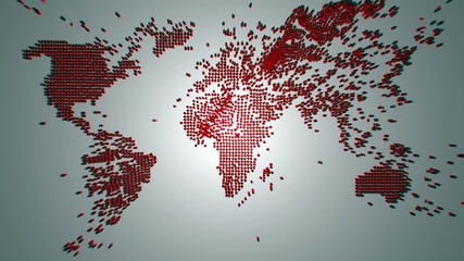 Schematic Graphics of Continents Blown Apart with motion blur effect applied