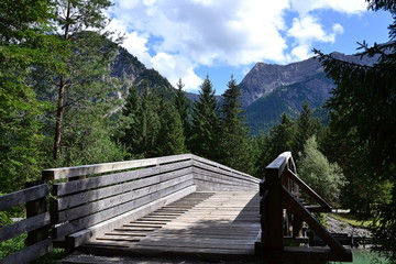 Bridge. Road to the Alps. Heiterwang Lake