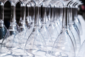 stemmed wine glasses upside down