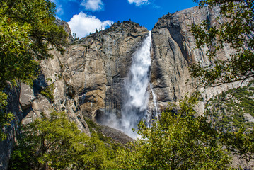 Scenic waterfall in Yosemite National Park, California, USA