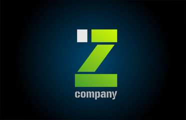 blue green white logo z alphabet letter design icon for company