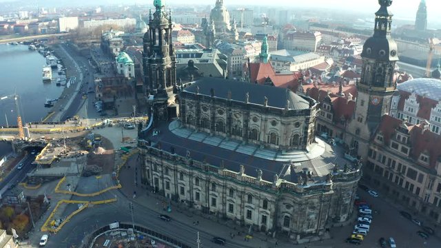 Dresden is a city in Germany, the administrative center of Saxony, on the river Elbe. It is one of the largest centers of industry, transport and culture in Germany. Drone view