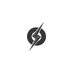 O letter with lightning logo design vector - obrazy, fototapety, plakaty