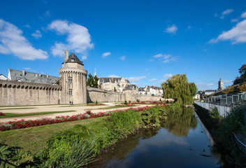 The medieval city wall, also know as The Ramparts of Vanne, France.