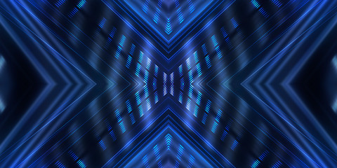 Blue abstract background. Rays and lines, neon light. Abstract light.