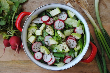 Green fresh salad top view