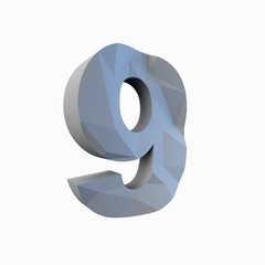  3d render. Relief numbers on a white background
