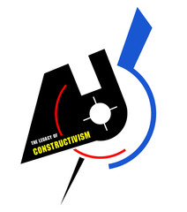 Abstract geometrical pattern in constructivism style. Abstract modern background with hammer and sickle.