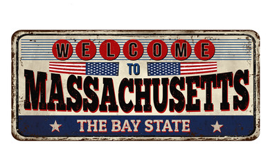 Massachusetts vintage rusty metal sign
