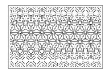 Decorative card for cutting. Recurring geometric mosaic pattern. Laser cut. Ratio 3:2. Vector illustration.